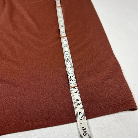 Athleta Womens Havana Terracotta Midi Dress Ruched Sheath Turtleneck Wool XS - Picture 11 of 11